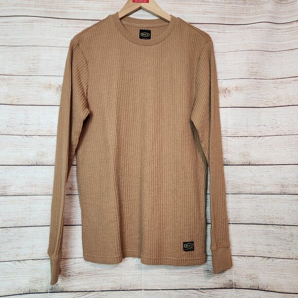 RVCA Day Shift Thermal Shirt Men’s Large Brown Waffle Knit Long Sleeve Size M - Picture 1 of 15